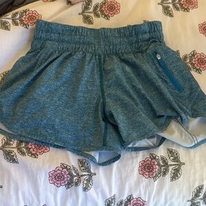 Women’s Teal Athletic Shorts with Zip Pocket